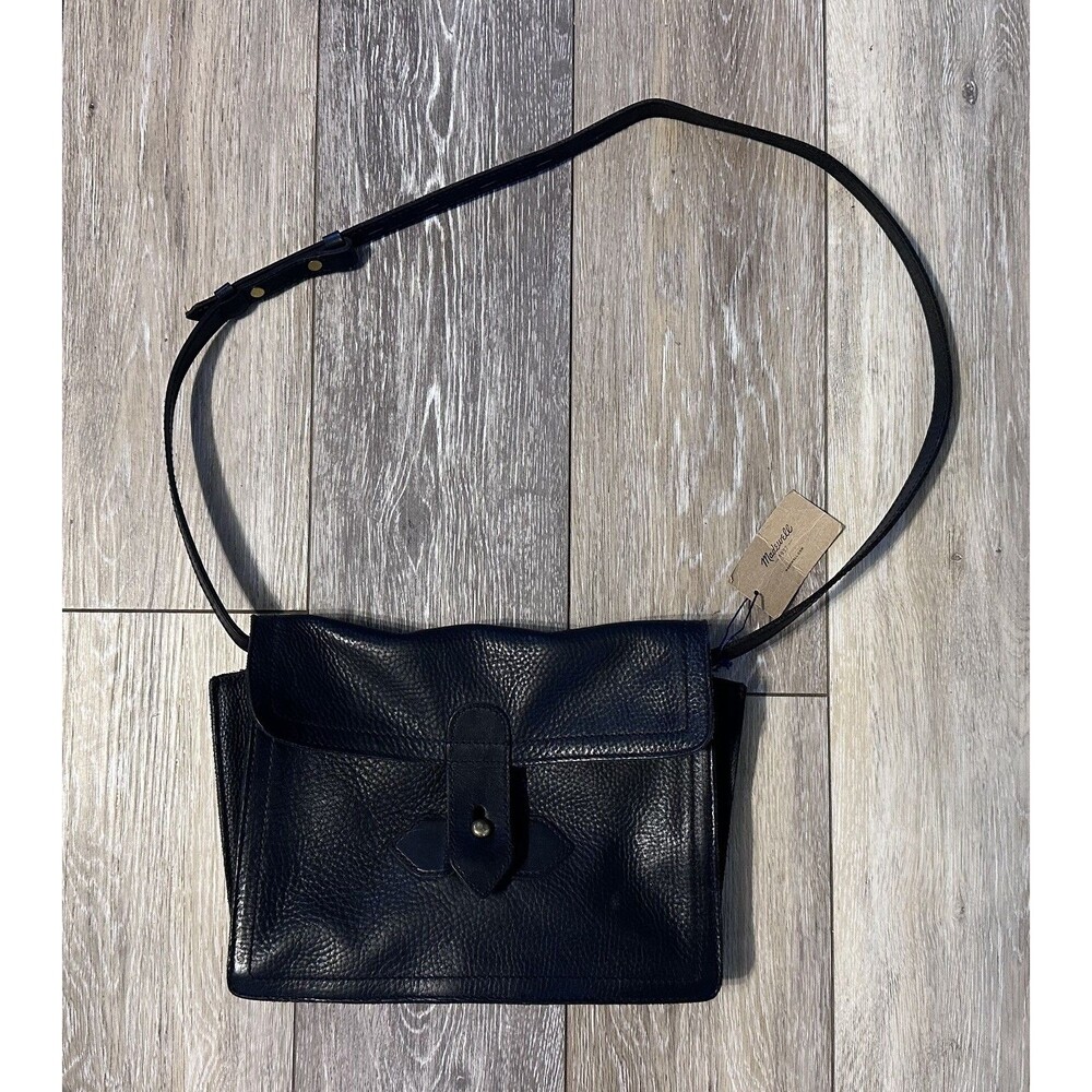 MADEWELL THE SKETCHBOOK crossbody Black Leather Bag 10x8x2.5” Gold Adjustable St